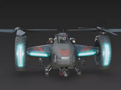 Sci-Fi Armed Hybrid Combat Drone 3D Model Low-poly 3D model