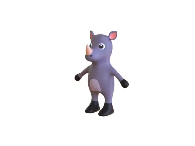 High-Quality 3D Cute Rhino for Games  Low-poly 3D model
