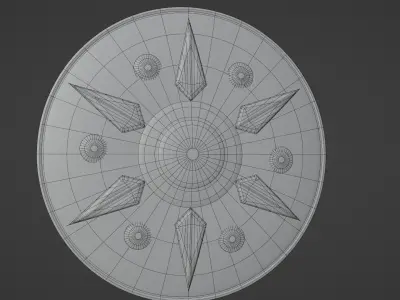 A Shield metal in middle of field Low-poly 3D model