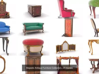 Majestic Antique Furniture Collection 3D Model Pack