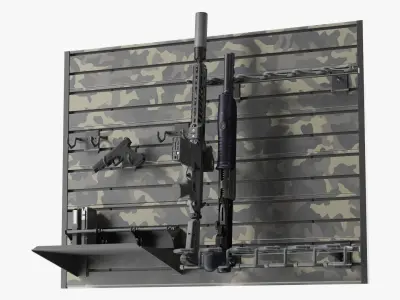  Gun Rack Woodland Camouflage with Weapons 