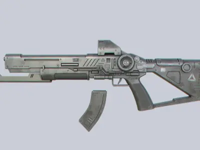Scifi military gun Low-poly 3D model