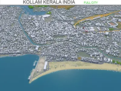 Kollam Kerala India 30km Low-poly 3D model