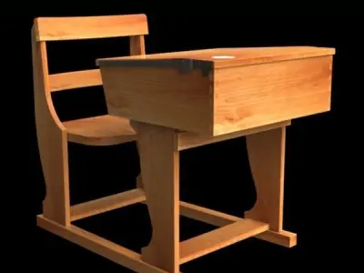 Victorian school desk with combined chair Free 3D model