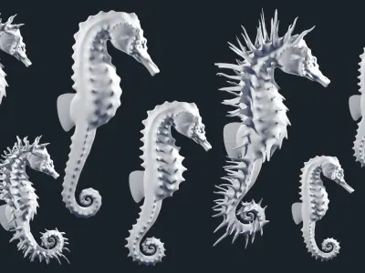 Lowpoly Seahorse Pack Low-poly 3D model