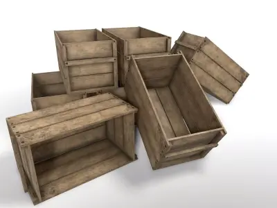 Wooden Crate Low-poly 3D model buy