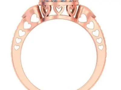 Heart Style Halo Set Unique Ring  3D print model