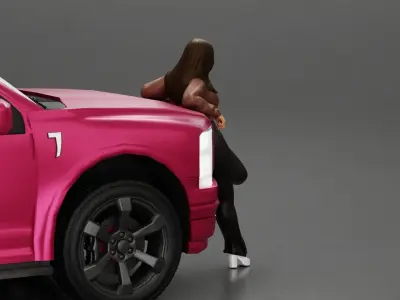 lowrider chola girl leaning against the car mini jacket 3D print model