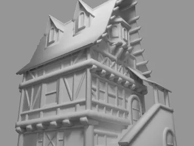 Medieval House Low-poly 3D model 18