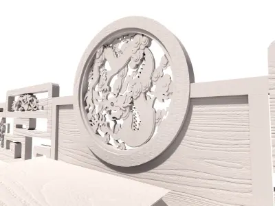 Traditional Chinese Couch 3D model