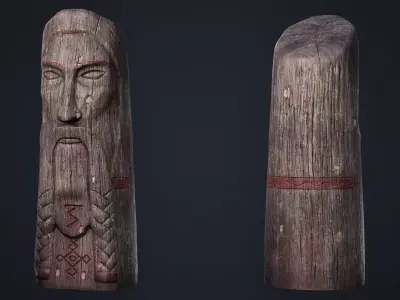 Wooden Totem 5 Low-poly 3D model