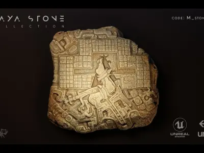 Mayan Stone 01 PBR 4K Low-poly 3D model