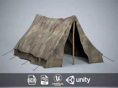 Camping Military Tent Low-poly 3D model