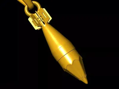 Bullet Shape Gold Pendant Necklace 3D print model