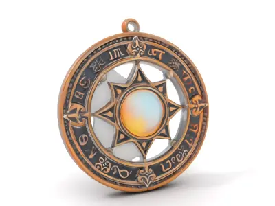 Antique Compass Amulet model pack Low-poly 3D model