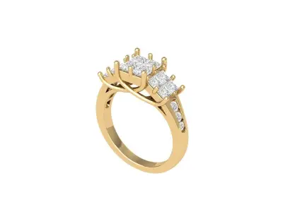 Princess Art Deco Ring 3D print model 2