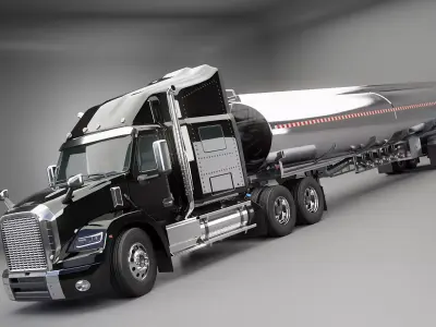 Generic Semi Truck Sleeper with Tanker Trailer 3D model