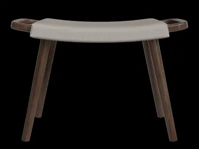 Classic Mid Century Sleek Cushioned Ottoman 3D model