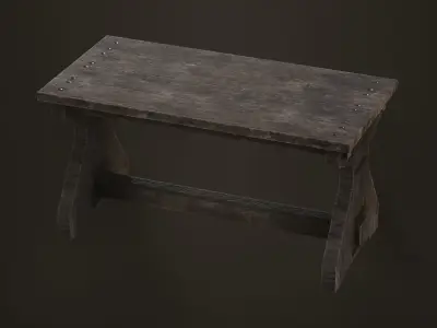 Medieval Dining Table Free low-poly 3D model