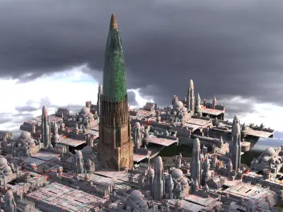 Naboo Inspired Dome 5 with city 3D model