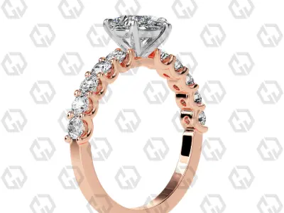 Ring 97 Pear Shape prong set round on shank with Gems 3D print model