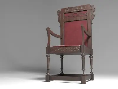 Antique Western Wooden Chair Low-poly 3D model