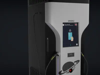 EV Charging Station Game Ready Low-poly 3D model