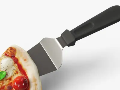 Pizza Margherita Sliced with Stretchy Cheese 3D model