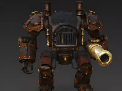 Steam Sentinel Coal-Powered Mech 3D Model Low-poly 3D model