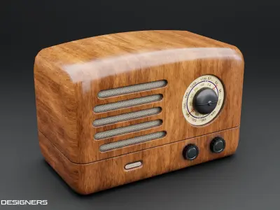 Wooden Vintage Radio Low-poly 3D model