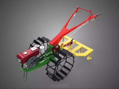 WEEDER SCARIFIER TILLAGE HARROW PLOW WALK BEHIND TRACTOR MACHINE 3D model