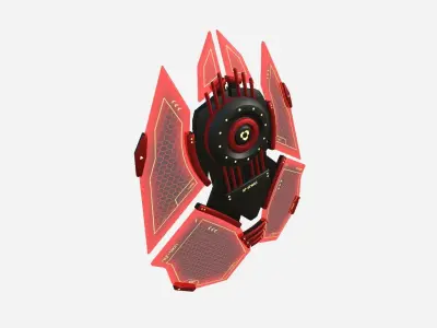 SciFi Shield A11 Red Yellow - Sci Fi Weapon Design Low-poly 3D model