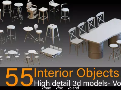55 Interior Objects- Vol 05- High detail 3d models 3D model