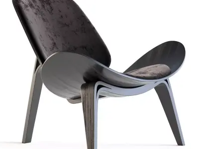 Carl Hansen CH07 Shell Chair Lounge Chair black 3D model