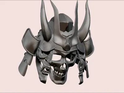 skull demon samurai helmet model 3D print model