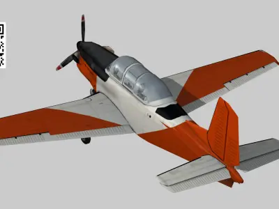 Beechcraft T-34C Turbo Mentor Low-poly 3D model