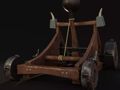 Stylized catapult Free low-poly 3D model