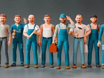 Handyman Modular low-poly stylized Low-poly 3D model