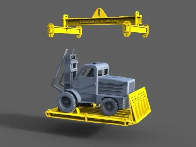 Russian forklift M4045 with transport platform and hoist 3D print model