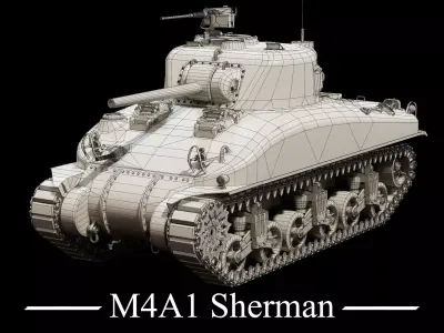 M4A1 Early Production Sherman - BaseMesh 3D model