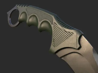 Karambit knife Low-poly 3D model 2