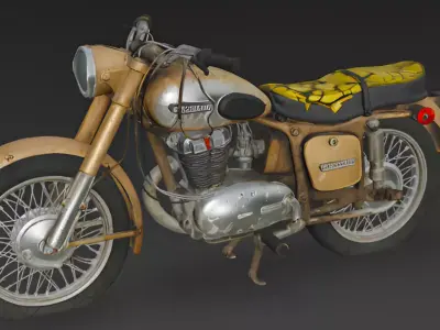 Vintage Tan Old Broken Scratched Motorcycle 3D Model 3D model