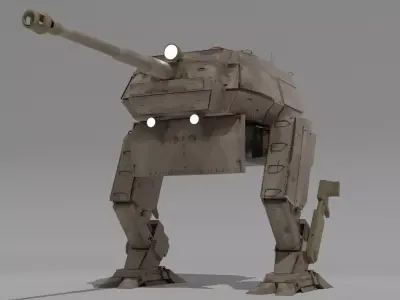 Destroyer Mech Walker with RIG and LOWPOLY Desert Camo Low-poly 3D model