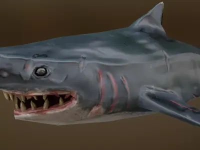 Stylized Low Poly Shark Game Ready Model Low-poly 3D model