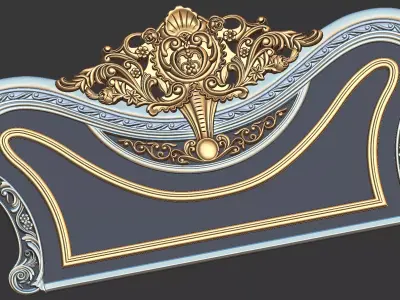 Baroque bed 3d STL ornate crown 3D print model