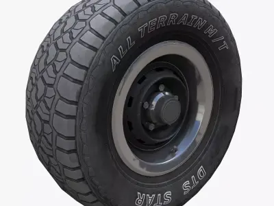 SUV wheel PBR Low-poly 3D model