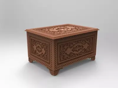 Vintage Hand-Carved Jewelry Chest 3D print model