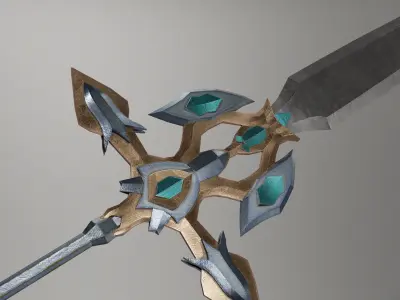 Game Ready Low-poly Angel Sword 3D Model Low-poly 3D model