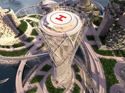 City future and Urban traffic 3D model