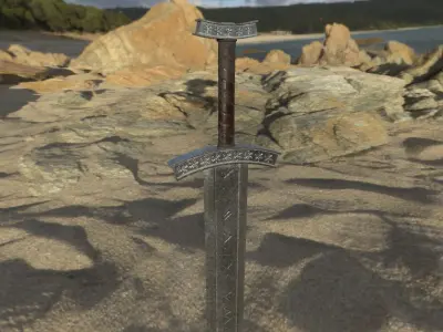 Engraved Viking Sword Low-poly 3D model